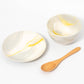 Set of "Ohajiki" Bowl and Plate with Spoon - Lemon Yellow