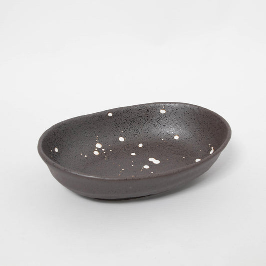 Oval Bowl Brush Dots 20.5cm