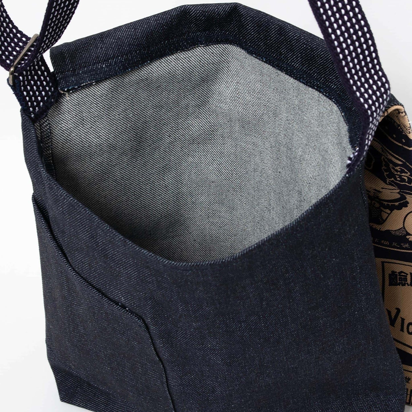 Kurashiki Denim Indigo Shoulder Bag -  Japanese Retro Signs