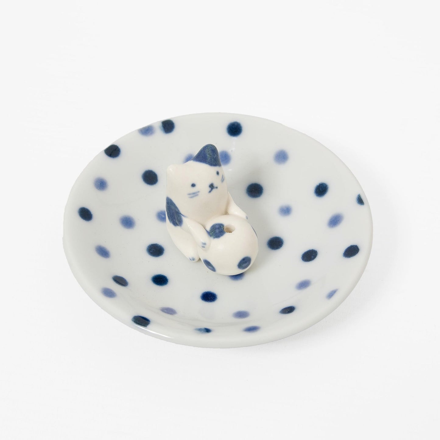 Incense Holder Set - Indigo Cat Dots