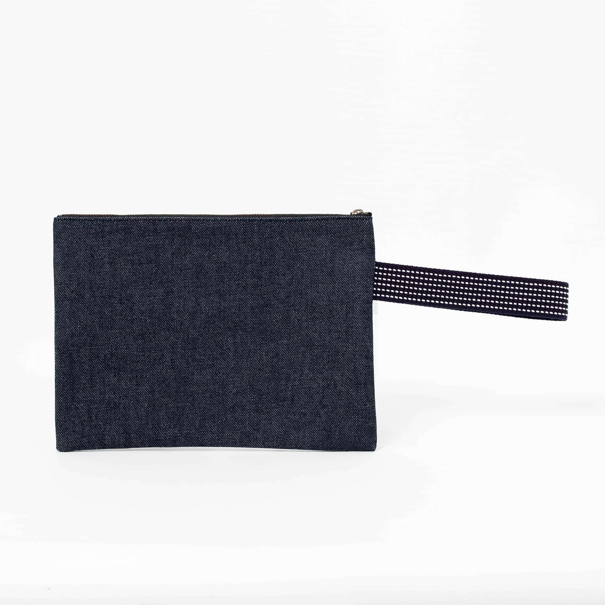 Kurashiki Denim Pouch with Large Print - Cat