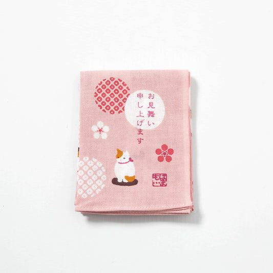 Tenugui Handkerchief - Cat's "Get well soon"