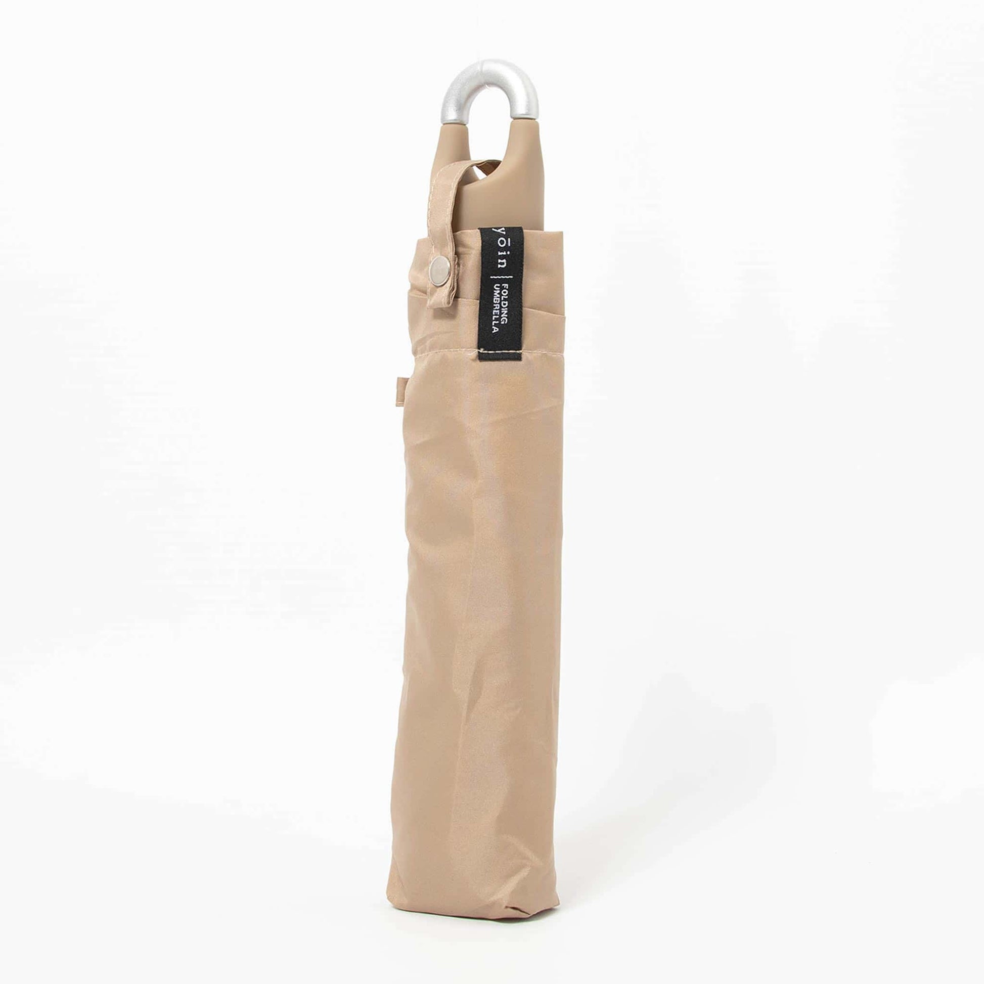 Folding Umbrella Beige 55cm with Carabiner Hook Hand