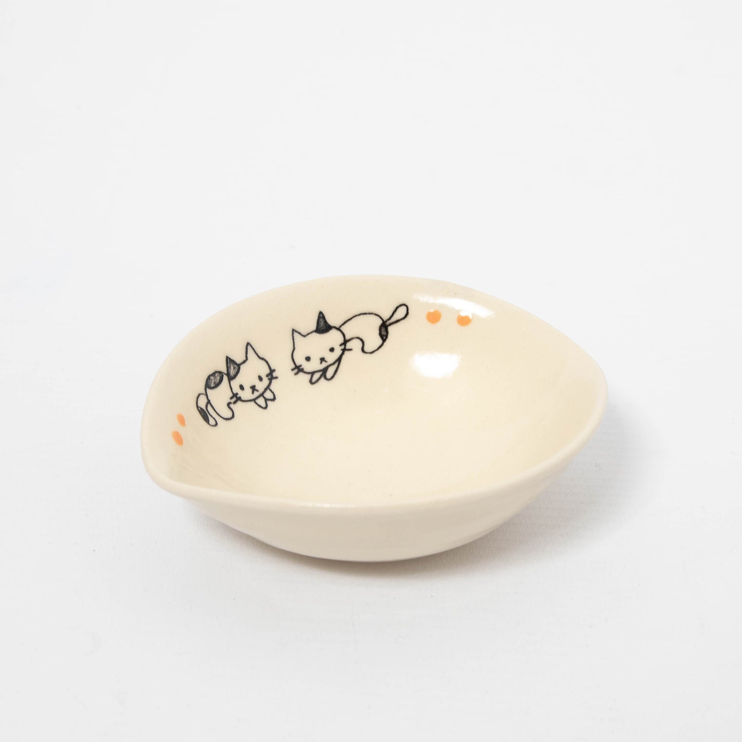 Oval Small Bowl - White Cat