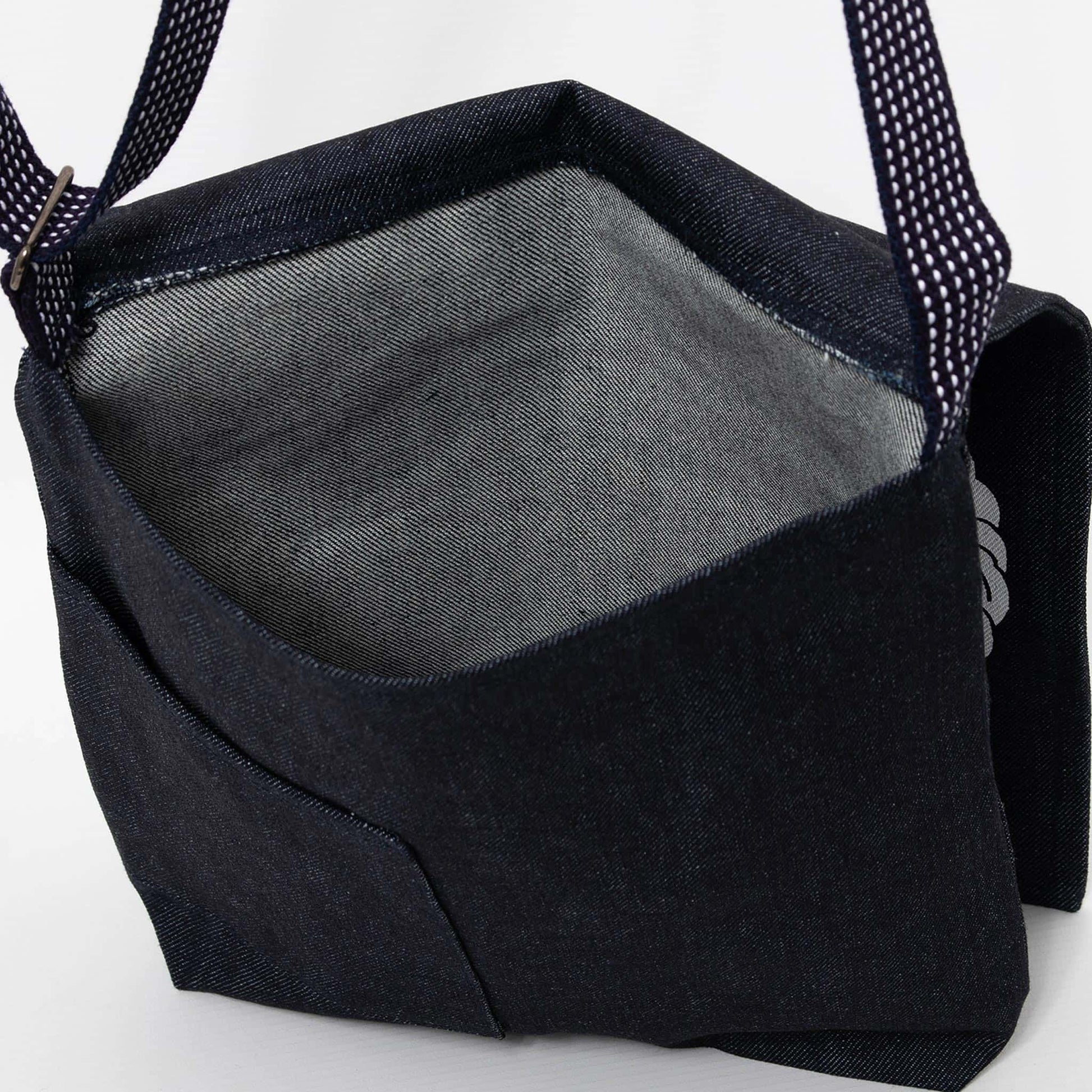 Kurashiki Denim Indigo Shoulder Bag - Moon Rabbit and Waves