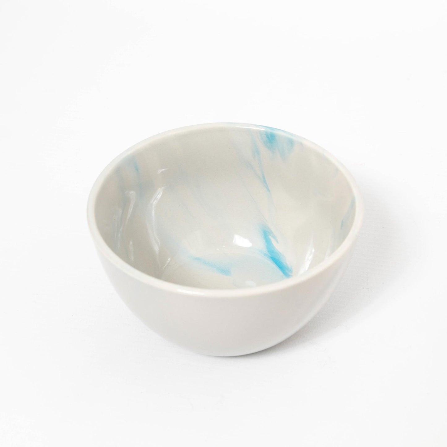 Set of "Ohajiki" Bowl and Plate with Spoon - Sky Blue