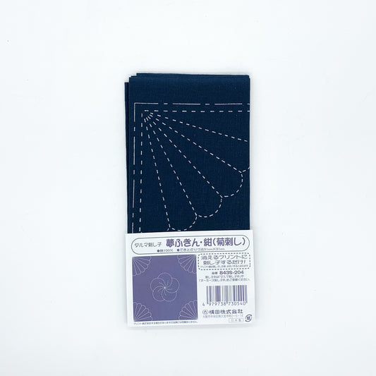 Sashiko Tea Towel 31x31 cm - Chrysanthemum (Navy)