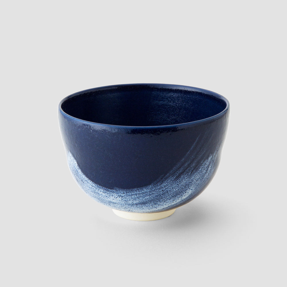 Matcha Bowl - Blue Glaze with Whiter Brush Stroke