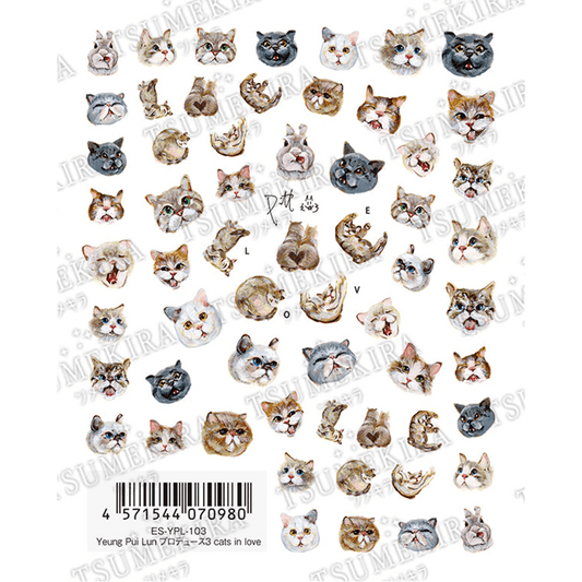 Nail Stickers - Three Cats in Love