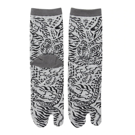 Japanese Tabi Socks - Tiger (Grey)